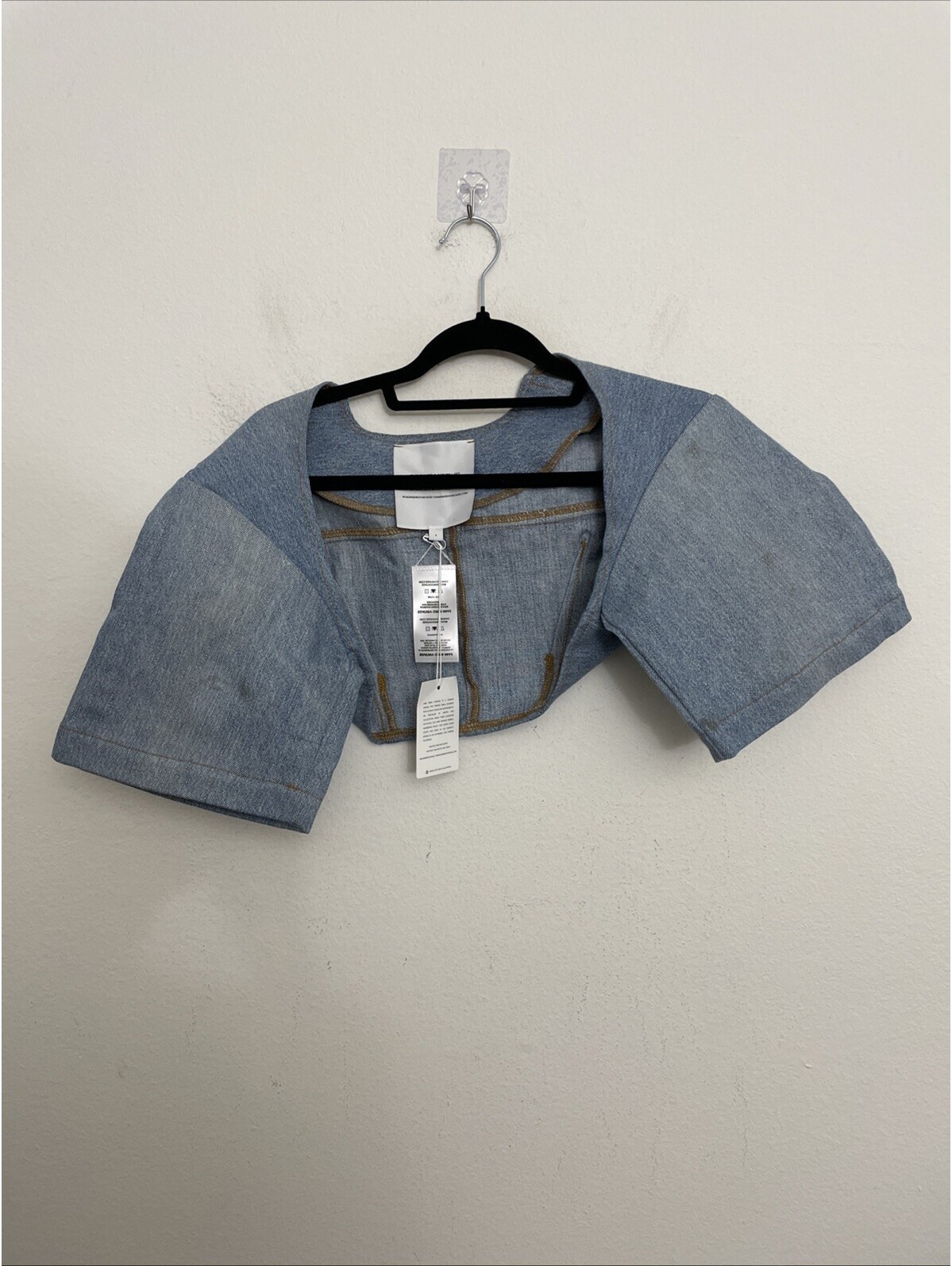 Sami Miro Vintage Short Sleeve Denim Bolero Blue Size S Nwt $325msrp — image 3 of 8